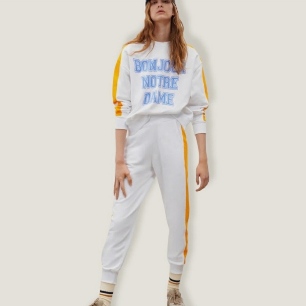Zara “Bonjour Notre Dame” White Contrast Sweatshirt bloggers favorite - Picture 5 of 10